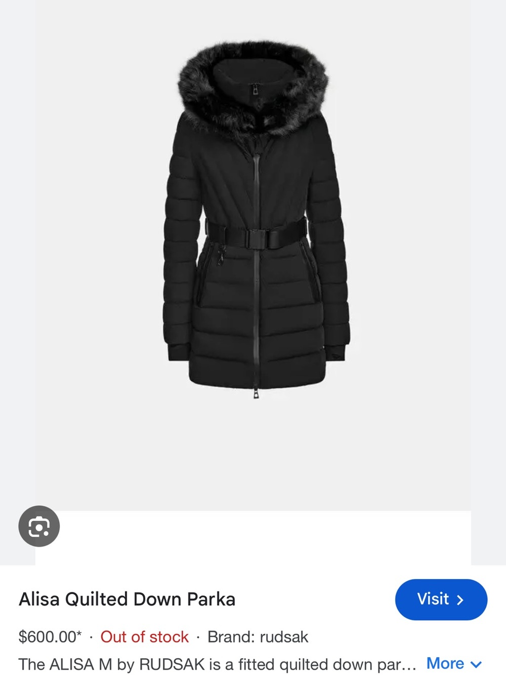 RUDSAK Black Quilted Puffer Coat with Fur-Trim Hood Alisa L